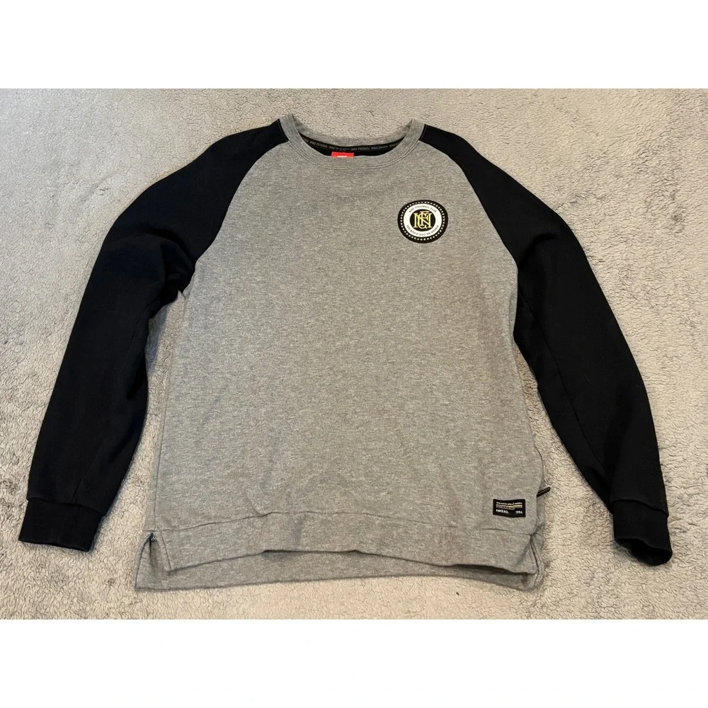 Nike FC Football Club Soccer Sweatshirt Grey Black Crewneck 802427-091 Mens M